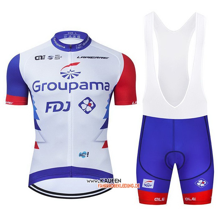 2021 Groupama-FDJ Kurzarmtrikot und Kurze Tragerhose Rot Blau Wei